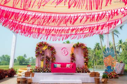 Backdrop and Ceiling — Haldi decor — Alila Diwa Goa